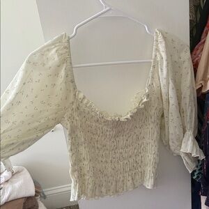 Urban Outfitters Cream Floral Blouse